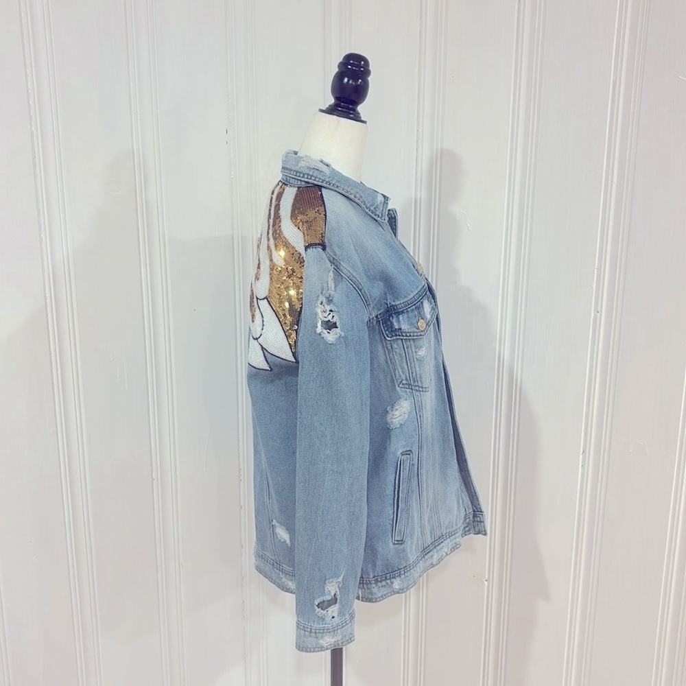 ONLY Great oversized sequin jean jacket - Picture 3 of 4